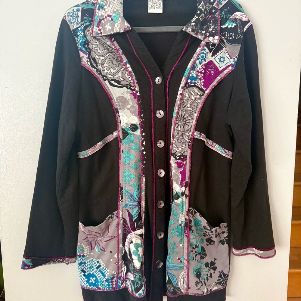 Parsley & Sage Art-to-Wear Patchwork Jacket - Eclectic Boho Lagenlook